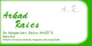 arkad raics business card
